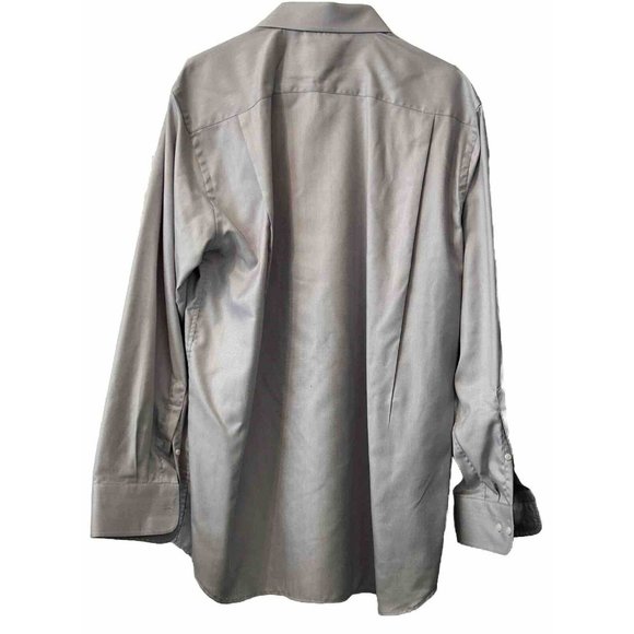 Proper Shirtings Dress Shirt Mens 17.5 34-35 2 ply Cotton Wrinkle Free Gray - Picture 3 of 3